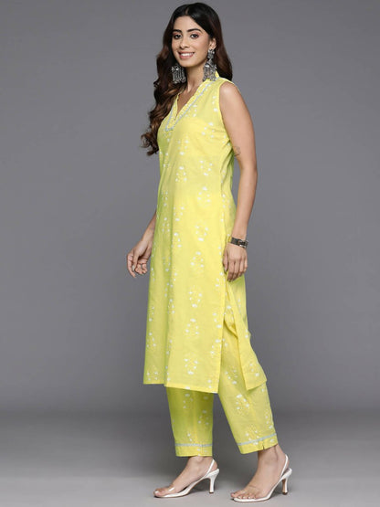 Ahalyaa Women's Traditional wear Kurta Set - Yellow - Distacart