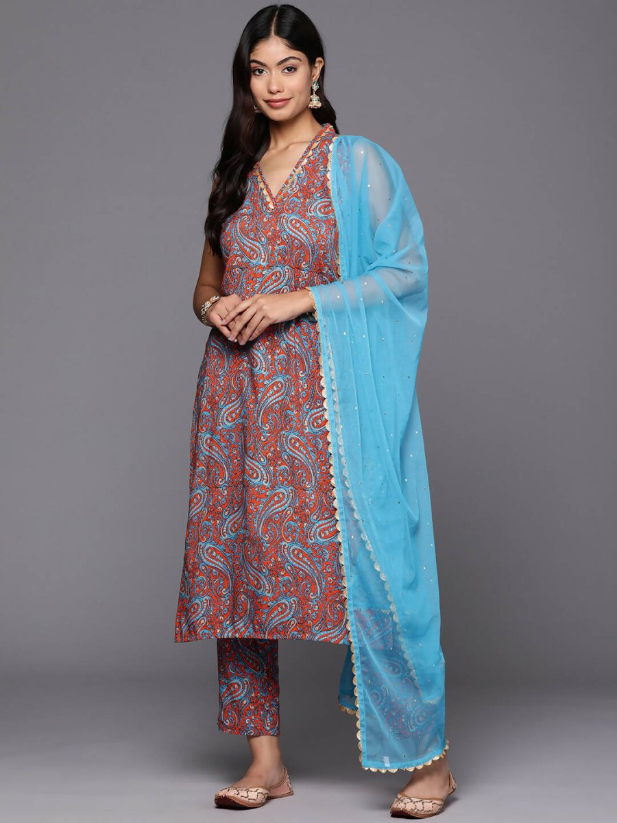 Ahalyaa Women's Traditional wear Kurta Set - Teal Blue - Distacart