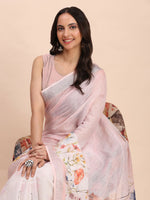 Thumbnail for Astita Linen Cotton Light Pink Saree