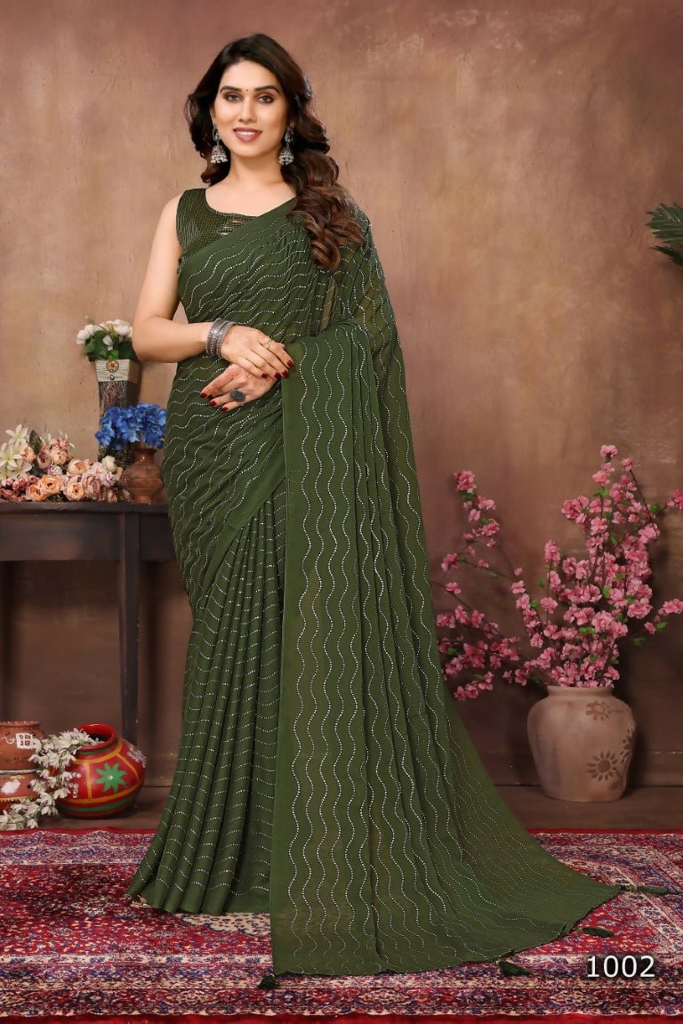Aafreen Partywear Designer Green Rangoli Silk Fancy Saree - Distacart