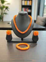 Thumbnail for Inhanns Complete Look Crystal Statement 3-Piece Set (Adjustable Necklace + Earrings + Adjustable Bangle ) - Orange - Distacart