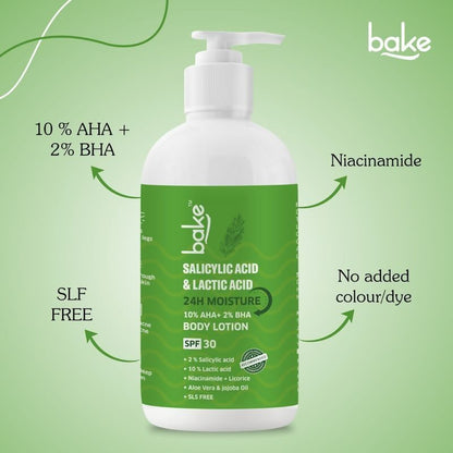 Bake 10% AHA + 2% BHA Body Lotion SPF 30 - Distacart