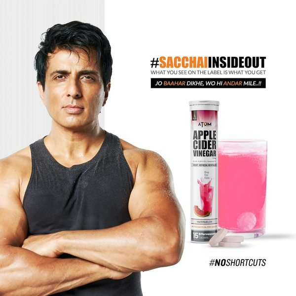 As-It-Is Atom Apple Cider Vinegar Effervescent Tablets Water Melon Flavor For Weight Loss