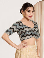 Thumbnail for Joban Fashion Black Chiffon Padded Blouse With Square Neck Elbow Sleeves - Distacart
