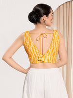 Thumbnail for Joban Fashion Yellow Viscose Rayon Padded Blouse With V Neck Sleeveless