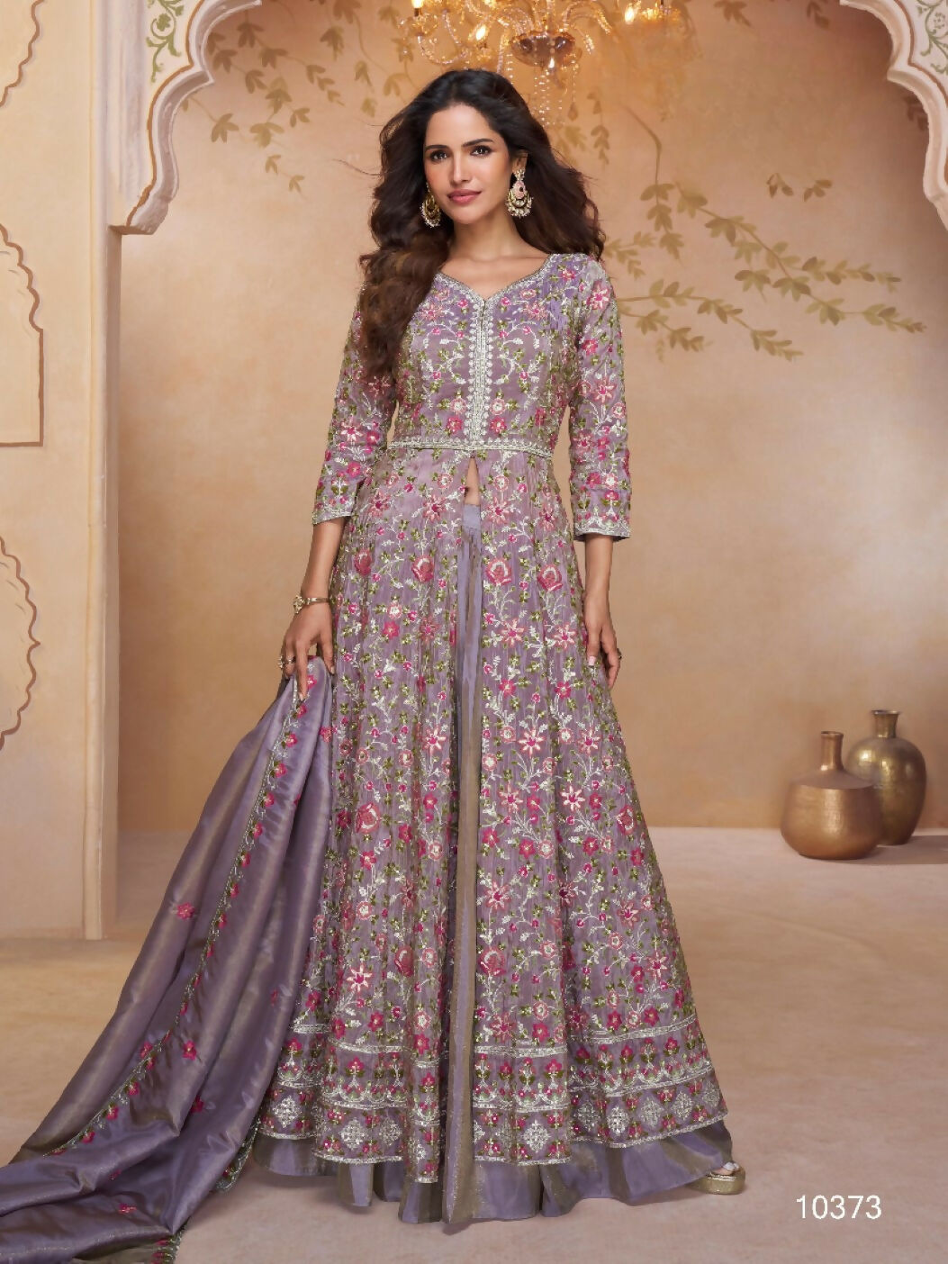 Anaita Purple Shimmer Readymade Suit with Heavy Embroidery & Sequence Work - Distacart