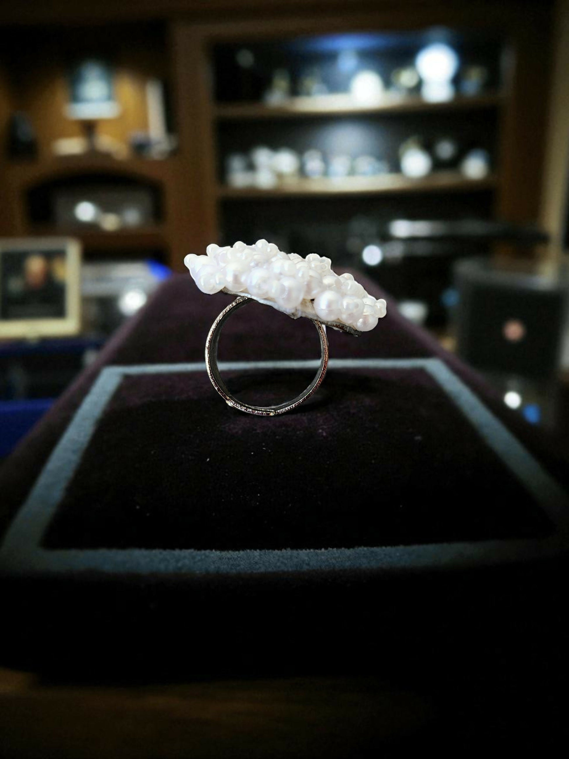 Inhanns Rang-E-Roshan Adjustable Ring – Handmade Crystal Statement Ring - Pearl - Distacart