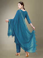 Thumbnail for Jyoti Fashion Women's Morpich Cotton Blend Embroidery & Fancy Lace work Kurta with Trouser & Dupatta - Distacart
