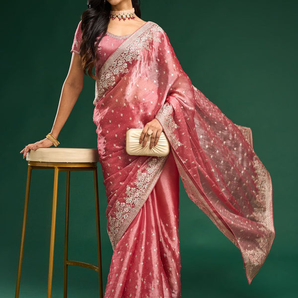 kasee Floral Embroidered Silk Blend Saree - Distacart