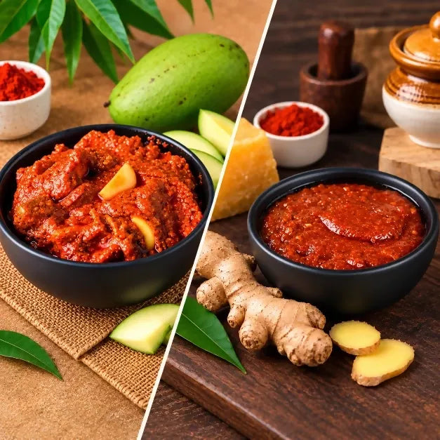 Tenali Ruchulu Pickles Combo: Mango Pickle + Ginger Pickle