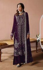 Thumbnail for Anaita Purple Velvet Suit with Embroidery Sequence Work