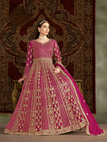 Thumbnail for Anaita Rani Pink Embroidered Net Stitched Anarkali Suit - Distacart