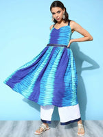 Thumbnail for Ahalyaa Women's Royal Blue Crepe Digital Printed Kurta Palazzo Set - Distacart