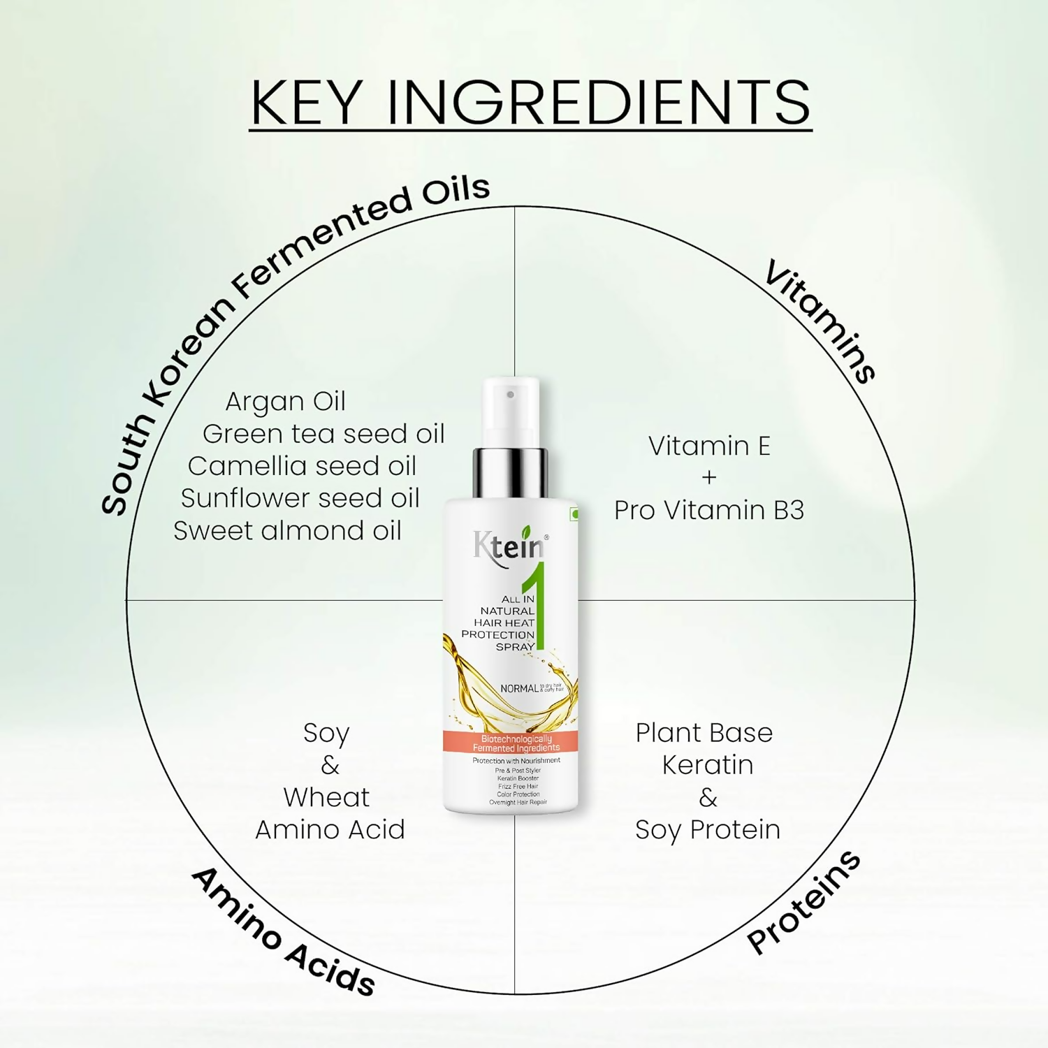 Ktein All in 1 Natural Hair Heat Protection Spray with Fermented Argan Oil - Distacart