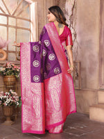 Thumbnail for Joban Fashion Purple Banarasi Soft Silk Woven Saree