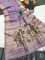 Thumbnail for Vastranavya Lavender Muga Cotton Meenakari & Munia Weaving Pallu Saree with Contrast Blouse - Distacart