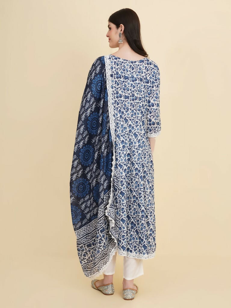 Designer Stylish Blue Rayon Stitched Suit With Dupatta - Tanisha - Distacart