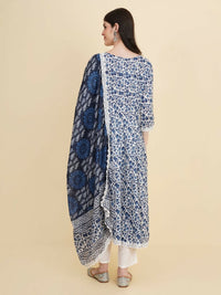 Thumbnail for Designer Stylish Blue Rayon Stitched Suit With Dupatta - Tanisha - Distacart