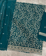Thumbnail for KC Teal Blue Straight Suit For Women Georgette Fabric - Dista