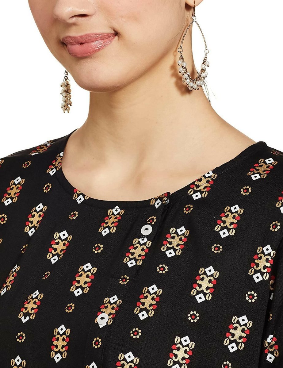 Anubhutee Women's Black Straight Kurti - Distacart