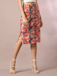 Thumbnail for Myshka Women's Multi Printed Knee Length Party Embellished Skirts - Distacart