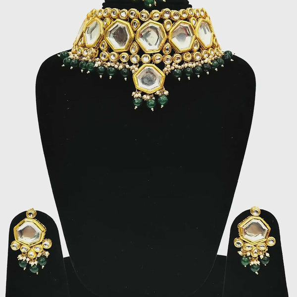 Joban Fashion Hand Made High Quality Gold Plated Base Metal Alloy Kundan Stone Studded Kundan Jewellery Set - Distacart