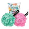Fabskin Luxury Bathing Round Loofah - Aqua and Pink - 2 Pieces - Dista