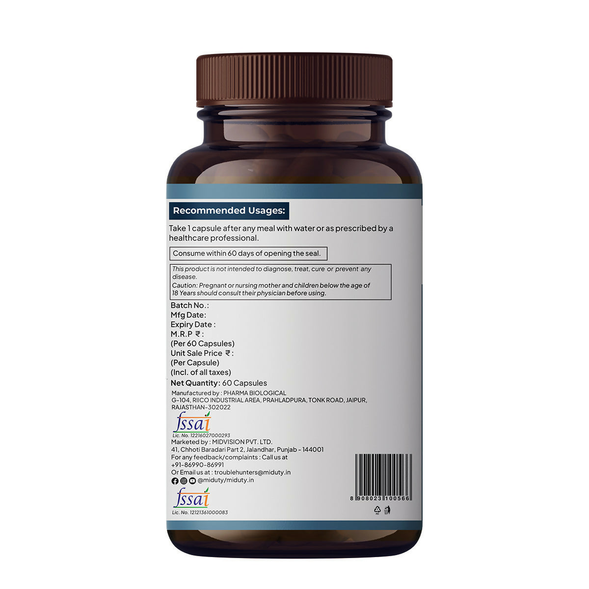 Miduty KSM 66 Ashwagandha 3x capsules - Distacart