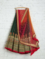 Thumbnail for Jyoti Fashion Red & Bottle Green Thread & 3mm Sequence Embroidery Georgette Lehenga Choli with Dupatta - Distacart