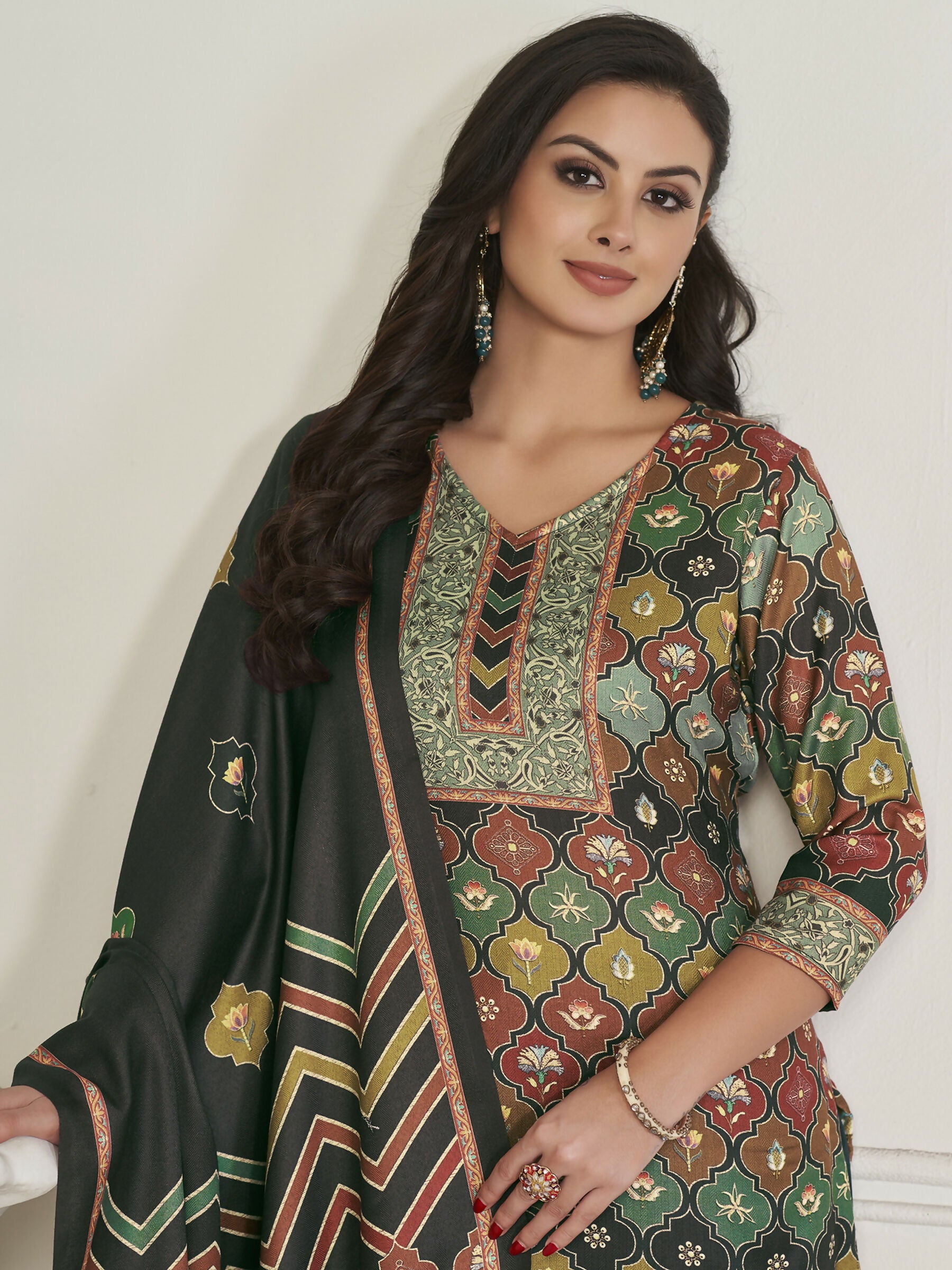 Jyoti Fashion Women's Multicolor Pashmina Digital Printed Kurta with Trouser & Dupatta - Distacart