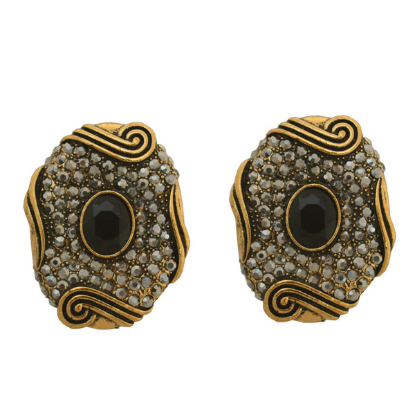 Joban Fashion Women Brass Golden Black Ad Earrings - Distacart