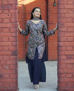 Thumbnail for Teeya Creation Blue Color Tapeta Silk Embroidery Work Party Wear Palazzo Set - Distacart
