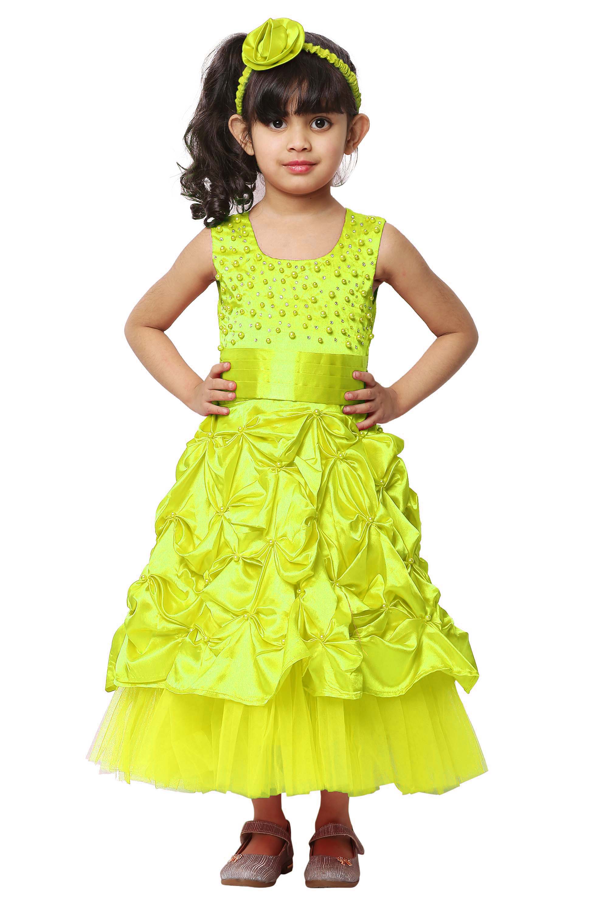Asmaani Kids Party Wear Stylish Dresses, Perfect for Parties, Functions & Vacations - Yellow - Distacart