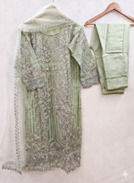 Thumbnail for Teeya Creation Womens New Soft Net With Heavy Embroiedery With Sequence Work Kurta Set - Dista