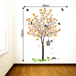 Thumbnail for Decal O Decal Vinyl Orange Tree with Birds Cage and Nest Self Adhesive Wall Sticker