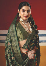 Thumbnail for Joban Fashion Bottle Green Dull Moss Brasso Saree