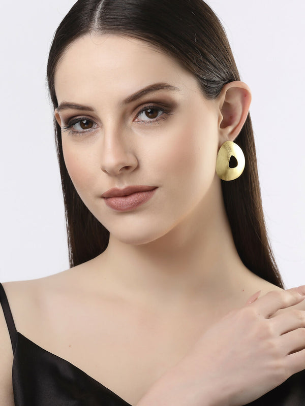 NVR Women Gold-Plated Alloy Triangular Drop Earrings - Distacart