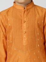 Thumbnail for Joban Fashion Kids Island Full Sleeves Chanderi Kurta, Pyjama Set with Traditional Butta Work - Orange - Distacart