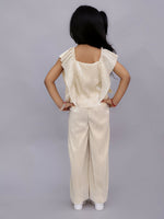 Thumbnail for Lil Drama Glam Up Girls Beige Party Top and Pant Set