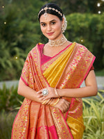 Thumbnail for Anaita Yellow Banarasi Saree With Blouse Piece - Distacart