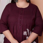 Thumbnail for Miravan Womens Plus Size Wine Floral Kurta With Palazzo And Dupatta Set - Distacart
