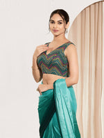 Thumbnail for Joban Fashion Cobalt Blue Net Padded Blouse With V Neck Sleeveless - Distacart