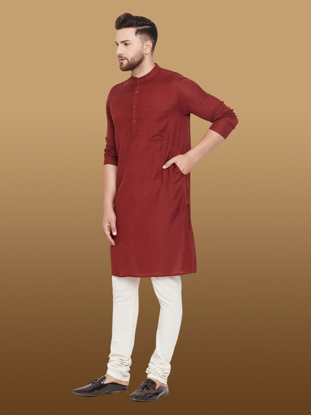 Even Apparels Men's Pure Cotton Maroon Kurta - Distacart
