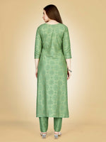 Thumbnail for Jyoti Fashion Women's Sea Green Viscose Rayon Embroidered Kurta Pant Set - Distacart