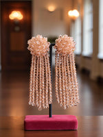 Thumbnail for Inhanns Handmade Crystal Waterfall Earrings - Long - Peach Big - Distacart