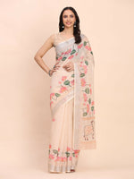 Thumbnail for Astita Linen Cotton Peach Saree