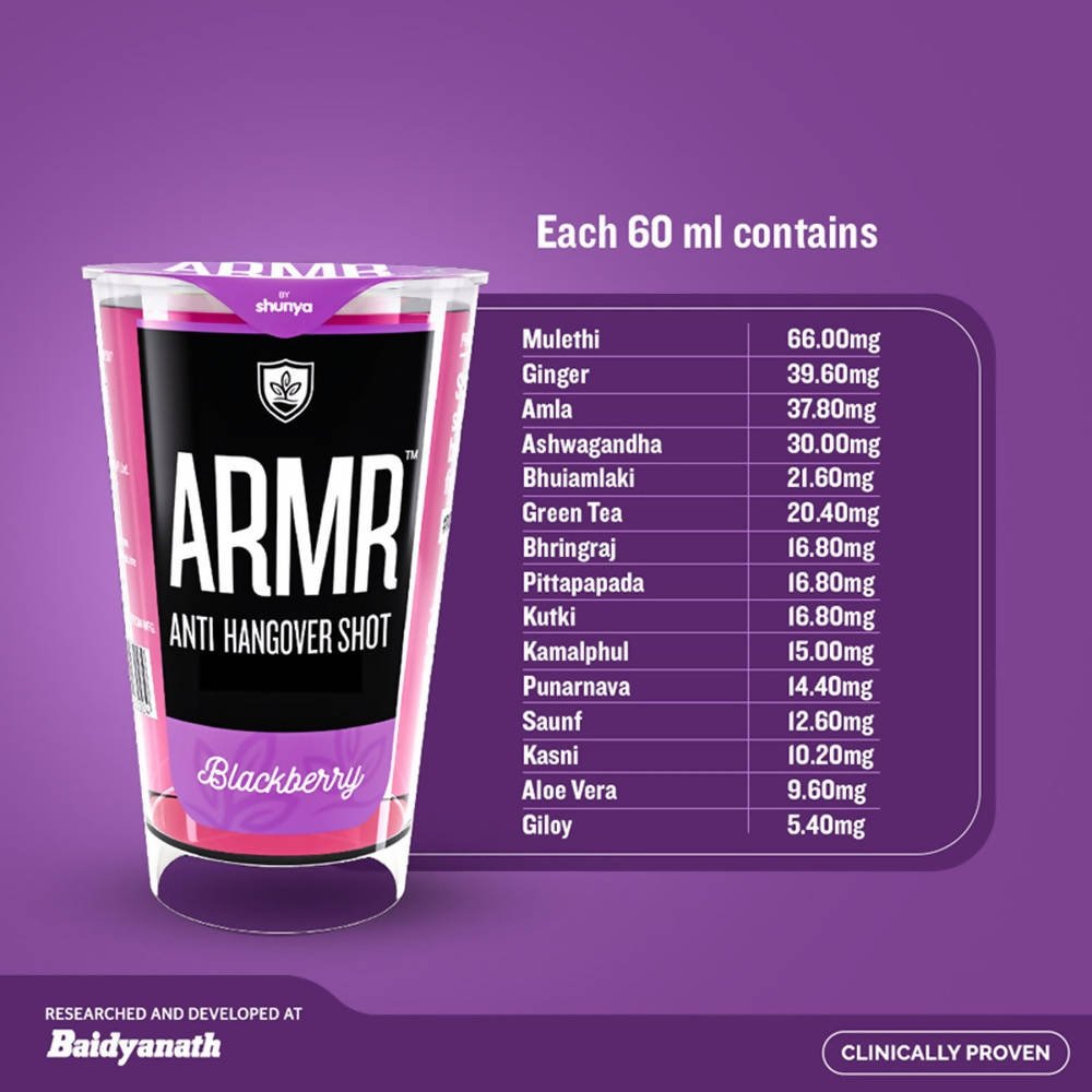 ARMR Anti Hangover Shot Blackberry ingredients