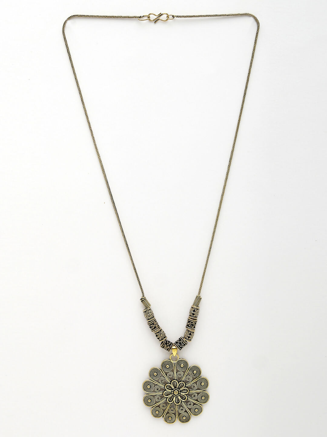 NVR Women's Gold-Plated Floral Shape Pendant with Chain - Distacart