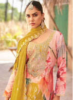 Thumbnail for Vegaa Fashion Baby Pink Premium Chinon Embroidered Palazzo Suit