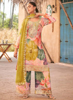 Thumbnail for Vegaa Fashion Baby Pink Premium Chinon Embroidered Palazzo Suit